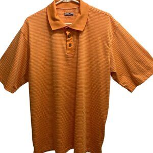 Performance Polo Kirkland Signature men's size XL, orange with white stripes